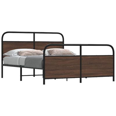 vidaXL Kovový posteľný rám bez matraca hnedý dub 150x200 cm