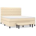 vidaXL Posteľný rám boxspring s matracom krémový 180x200 cm látka