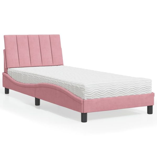 vidaXL Posteľ s matracom Hanko ružový 80x200 cm zamat