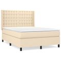 vidaXL Posteľný rám boxspring s matracom krémový 140x200 cm látka