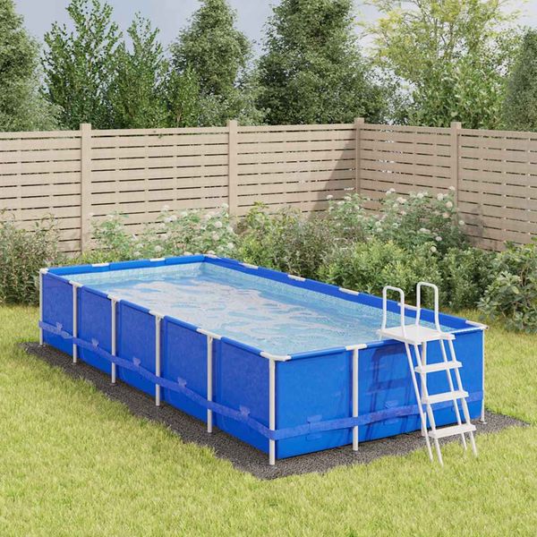 vidaXL Tkanina pod bazén bledosivá 640x321cm polyesterová geotextília