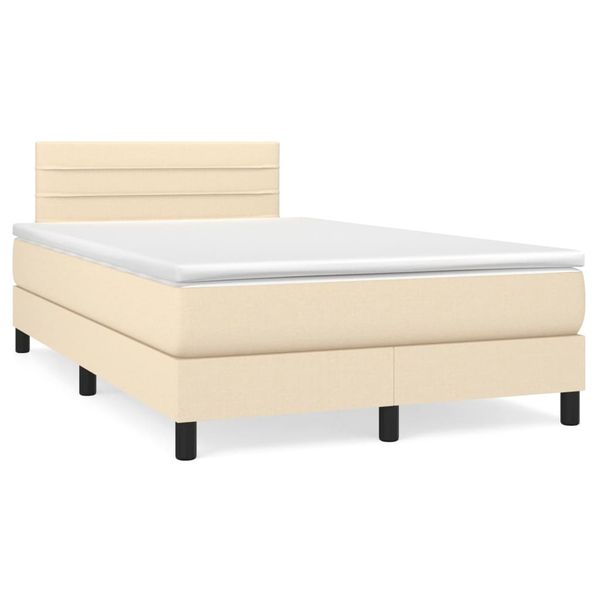 vidaXL Boxspring posteľ s matracom a LED krémová 120x190 cm látka