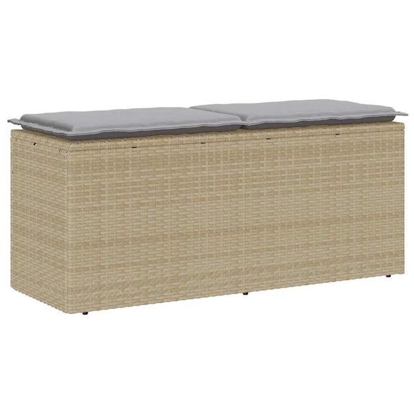 vidaXL záhradná lavička s vankúšom béžová 110x40x44 cm polyratan