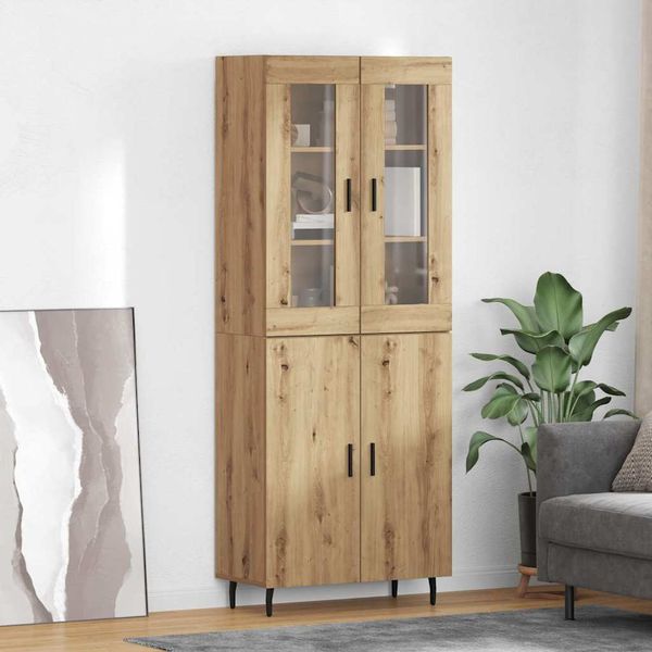 vidaXL Highboard 2 pcs Remeselný dub Drevovláknitá doska a sklo