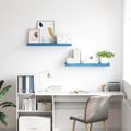 vidaXL Plávajúce nástenné police 2 ks modré 80x23,5x3,8 cm MDF