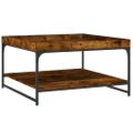 vidaXL Konferenčný stolík dymový dub 80x80x45cm kompoz. drevo a železo