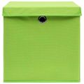 vidaXL Úložné boxy s vekom 4 ks, zelené 32x32x32 cm, látka