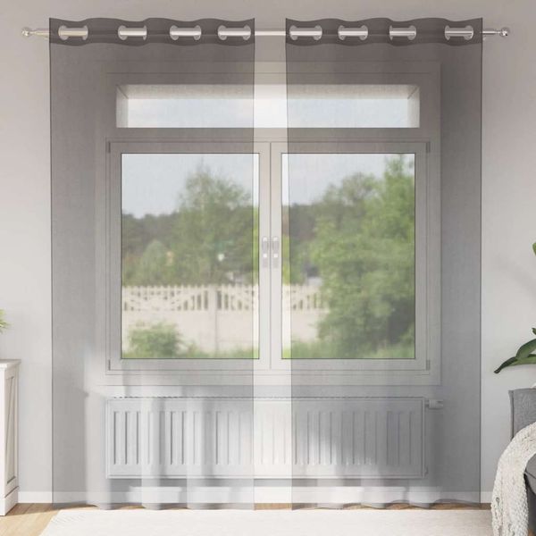 vidaXL Voálové závesy s priechodkami 2 ks tmavosivé 140x245 cm