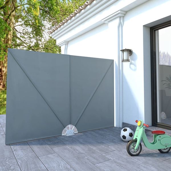 vidaXL Skladacia bočná markíza na terasu, sivá 240x160 cm