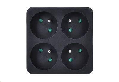 Zásuvka rozbočovacia SOLIGHT P108B, 4x 10 A, čierna