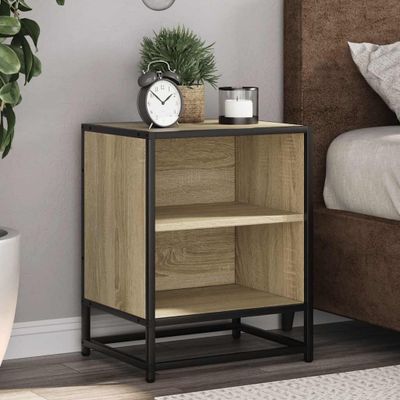 vidaXL Nočný stolík dub sonoma 40x31x50 cm kompozitné drevo+kov