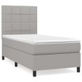 vidaXL Posteľný rám boxsping s matracom bledosivý 90x200 cm látka