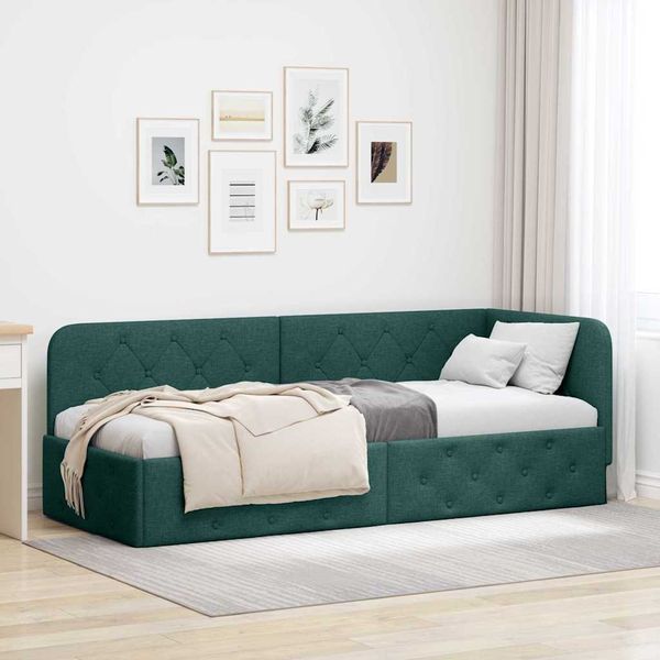vidaXL Rohový rám postele Tmavozelená 80 x 200 cm látka
