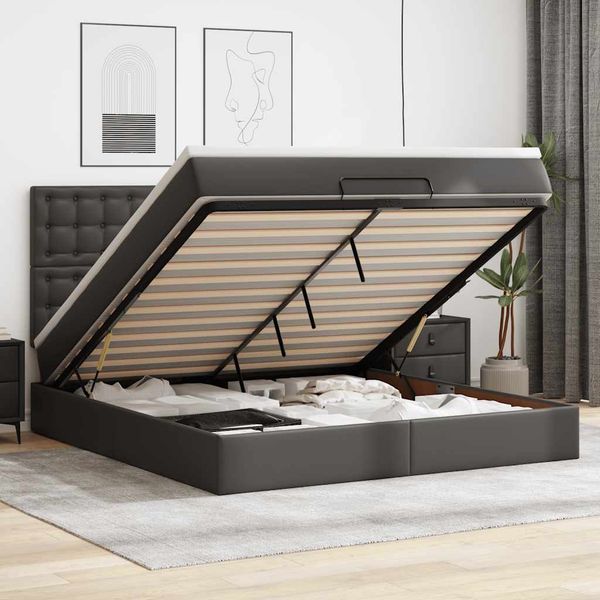 vidaXL Osmanský rám postele s matracom čierna 180x200 cm umelá koža
