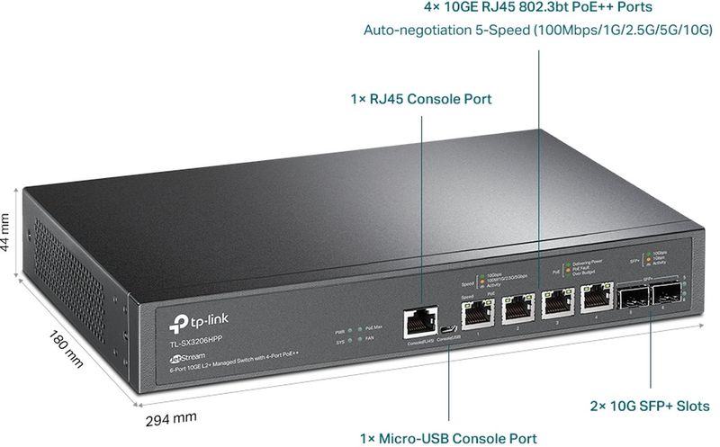 TP-Link SX3206HPP 6portový 10GE L2+ riadený switch JetStream