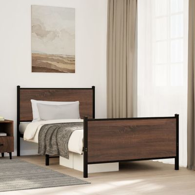vidaXL Kovový posteľný rám bez matraca, hnedý dub 100x190 cm