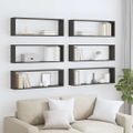 vidaXL Nástenné police 6 ks, sivé 80x15x26,5 cm, kompozitné drevo
