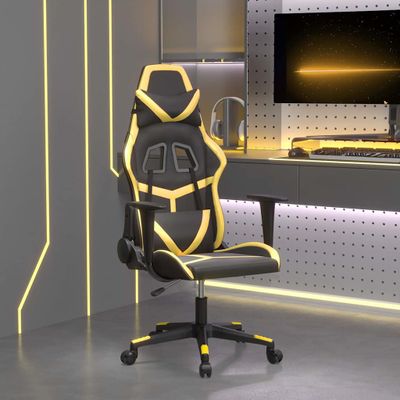 vidaXL Masážna herná stolička čierna a zlatá umelá koža