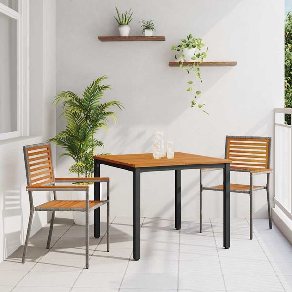 vidaXL Záhradný jedálenský set 3 pcs Sivá a hnedá polyratan