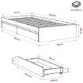 vidaXL Posteľný rám so zásuvkami biely 90x200 cm kompozitné drevo