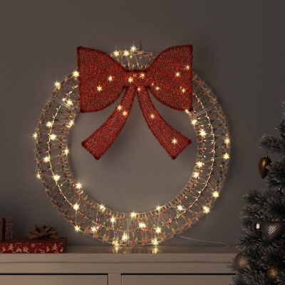 vidaXL Veniec s 60 LED-i Teplá biela 76 x 76 x 8 cm PET