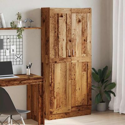 vidaXL Vysoká skrinka staré drevo 82,5x30,5x185 cm kompozitné drevo