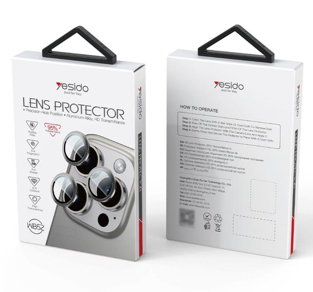 YESIDO LENS PROTECTION WB52 for IPHONE 16 PRO /16 PRO MAX BLACK