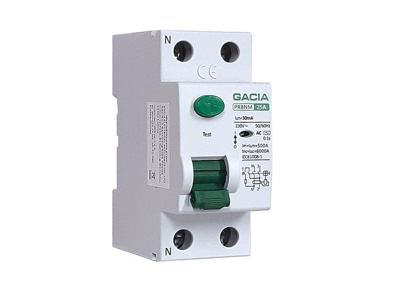 Prúdový chránič GACIA PR8NM typ AC /25A/30mA/2P/6kA