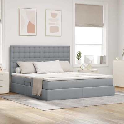 vidaXL Postel s úložným prostorem a matrací Svetlosivá 180 x 200 cm