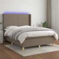 vidaXL Posteľ boxsping s matracom a LED sivohnedá 140x190 cm látka