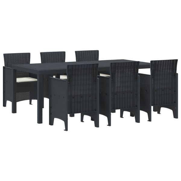 vidaXL Záhradný jedálenský set 7 pcs Antracitová Polypropylén