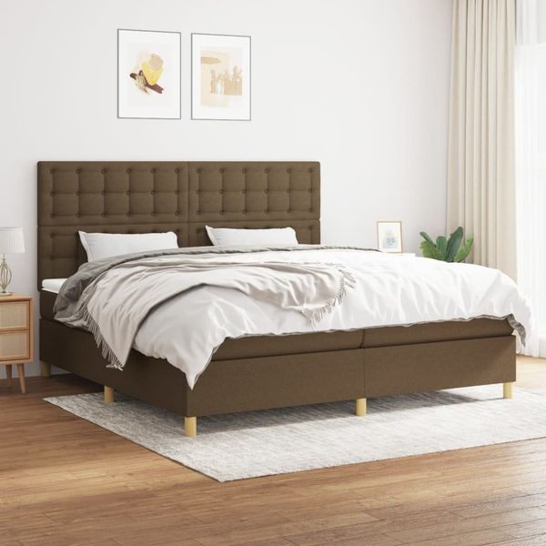vidaXL Boxspring posteľ s matracom tmavohnedá 200x200 cm látka