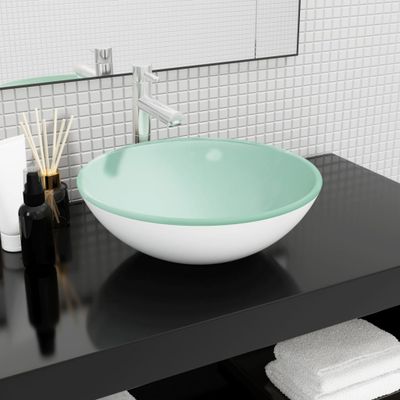 vidaXL Umývadlo z tvrdeného skla 42x14 cm biele
