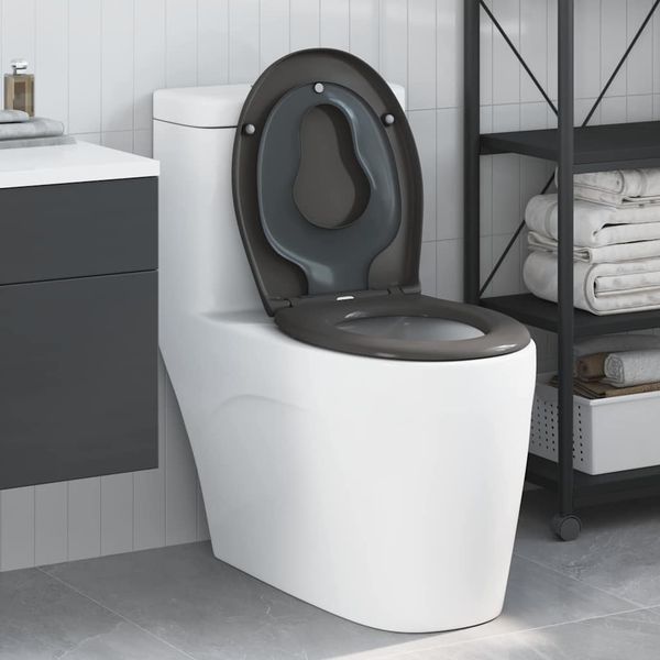 vidaXL WC sedadlo Antracit 47 x 37 x 4 cm Duroplast