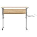 vidaX Písací stôl sonoma a sivý 110x53x(58-87)cm spracované drevo oceľ