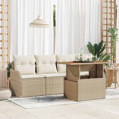 vidaXL Súprava záhradných pohoviek 5 ks Béžová polyratan