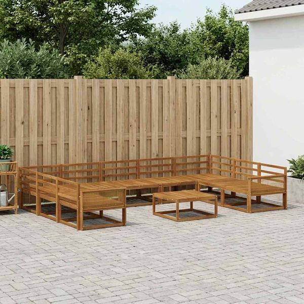 vidaXL Záhradná súprava gaučov 10 pcs Prírodná Pevné akáciové drevo