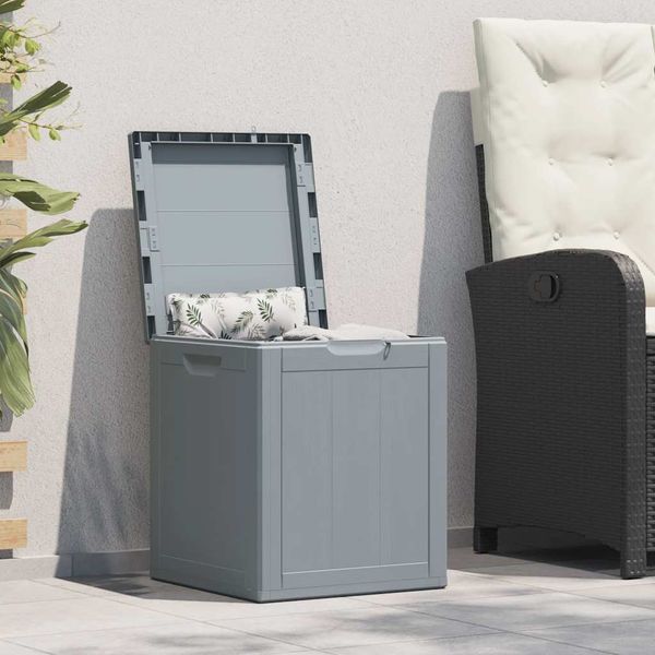 vidaXL Záhradný úložný box 90 l, sivý, PP vzhľad dreva
