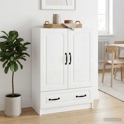 vidaXL Servírovacia skriňa Biela s vysokým leskom 66 x 34,5 x 92 cm