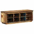 vidaXL Skriňa na topánky 110 x 35 x 40 cm Masívne obnovené drevo Hnedá
