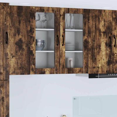 vidaXL Nástenný sklenený kabinet PORTO Dymová dub 40 x 31 x 80 cm