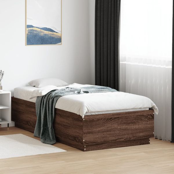 vidaXL Posteľný rám hnedý dub 75x190 cm kompozitné drevo
