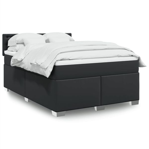 vidaXL Boxspring posteľ s matracom čierna 140x200 cm umelá koža