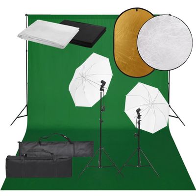vidaXL Fotografické vybavenie s osvetlením, pozadím a reflektorom