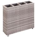 vidaXL Vyvýšený záhradný záhon+4 nádoby 80x22x79 cm, polyratan, sivý