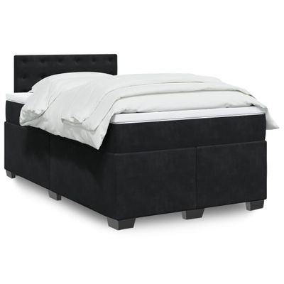 vidaXL Posteľný rám boxspring s matracom čierny 120x200 cm zamat
