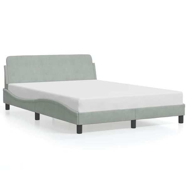 vidaXL Rám postele Dover svetlosivý 135x190 cm zamatový
