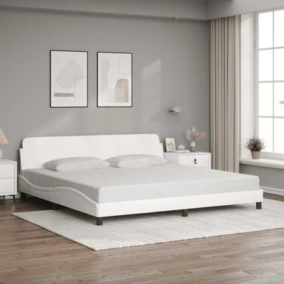 vidaXL Rám postele Dover biely 200x200 cm umelá koža