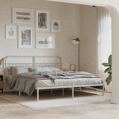 vidaXL Kovový rám postele s čelom biely 183x213 cm
