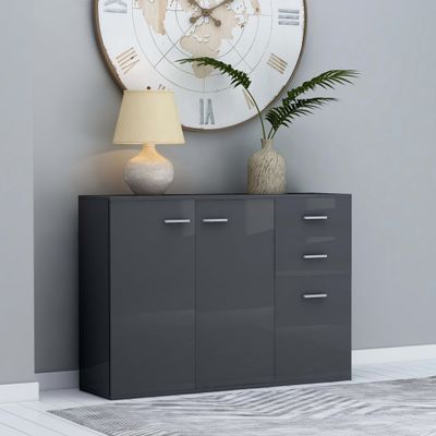 vidaXL Komoda, lesklá sivá 105x30x75 cm, kompozitné drevo